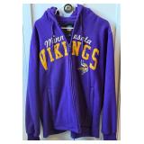 Minnesota Vikings Size L NFL Authentic Zipup Fleeze Hooded Sweatshirt