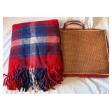 Vintage Blanket in Leather Carrying Bag