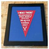 RARE - 1957 World Series Pennant Souvenir - Milwaukee Braves vs. New York Yankees "I WAS THERE!"