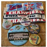(5) Minnesota Twins Buttons and (4) Bumper Stickers