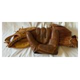 (3) Vintage Baseball Gloved including Mickey Mantle Brand