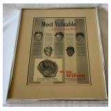 Vintage Wilson Baseball Glove Advertisement Framed w/ Banks, McCovey, Fox, Allison