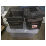 4 Covered File boxes, one is cracke...