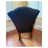 Rocking Chair - Leather Upholstered, Tufted Back, Nailhead Trim, Carved Wood Arms