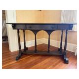 Antique Wood Dining Table with 2 Drawers - 50 in W x 30 in D x 29 in H