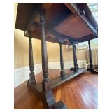 Antique Wood Dining Table with 2 Drawers - 50 in W x 30 in D x 29 in H