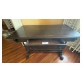 Antique Wood Dining Table with 2 Drawers - 50 in W x 30 in D x 29 in H