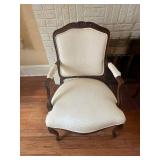 Louis XV Style Carved Wood Armchair - Cream Upholstery