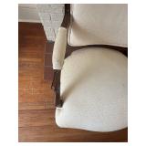 Louis XV Style Carved Wood Armchair - Cream Upholstery