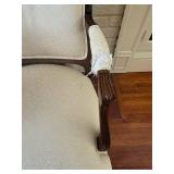 Louis XV- Style Armchair Carved Wood with Cream Upholstery