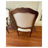 Louis XV- Style Armchair Carved Wood with Cream Upholstery