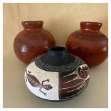 Southwestern Hand-Painted Ceramic Vases (Lot of 3)
