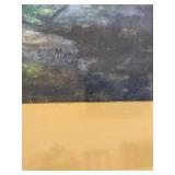 Forest Landscape with Path Leading to Water Signed Art Print in Ornate Dark Wood Frame