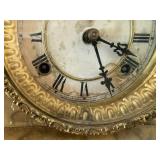 Waterbury Clock Co. Mantel Clock - Marbleized Finish, Brass Bezel