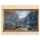 Forest  Landscape with Stream  - Oil on Canvas signed by Morse