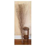 Wood Plant Stand with Dried Branch Bundle - Vintage 2-Tier Octagonal Top