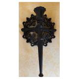 Antique Decor Set: Iron Wall Sconce, Rustic Lantern, Carved Tile Panel, Wooden Plaque