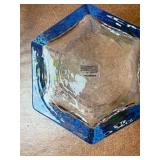 Crystal Glassware Set - Serving Tray, Pitcher, Sugar Bowl, Creamer, Blue Hex Dish, 2 Plates