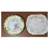 Crystal Glassware Set - Serving Tray, Pitcher, Sugar Bowl, Creamer, Blue Hex Dish, 2 Plates