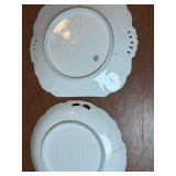 Crystal Glassware Set - Serving Tray, Pitcher, Sugar Bowl, Creamer, Blue Hex Dish, 2 Plates