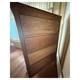 Antique Oak Curio Cabinet - Curved Glass Doors, Pillars