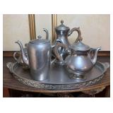 Royal Holland Pewter 4-Piece Tea/Coffee Set on Tray - Made in Holland