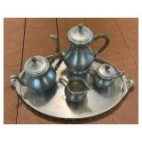 Royal Holland Pewter 4-Piece Tea/Coffee Set on Tray - Made in Holland
