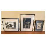 Framed Cityscape Prints - Black & White - Signed ALFON (Lot of 3)