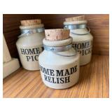 Home Made Relish & Pickles Jars - 3-Piece Ceramic Set - Made in England
