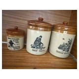 Vintage Ceramic Canister Set with Lids - Candy Treats & Cracker Barrel (3-Piece)