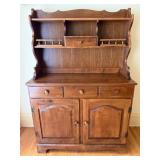 Moosehead 2 Piece Hutch Cabinet - Early American Furniture - 3 Drawers & 2 Doors
