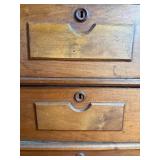 Antique 5 Drawer Wood Chest  with Floating Mirror, 2 Small Upper Drawers