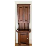 Rustic Wooden Cabinet with Shelves and a towel racks