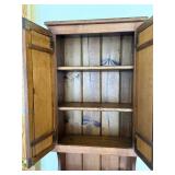 Rustic Wooden Cabinet with Shelves and a towel racks