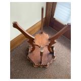 Oak Carved End Table with Scalloped Apron and Scroll Legs