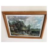 Framed Landscape Print - Riverside Cottage with Trees