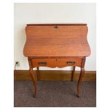 Oak Secretary Desk with Drop-Front Writing Surface & Interior Cubby Storage