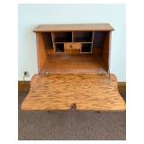 Oak Secretary Desk with Drop-Front Writing Surface & Interior Cubby Storage