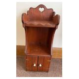 Vintage Solid Wood Cabinet with Heart Cutout - Open Shelf & 2-Door Storage