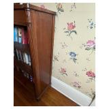 Oak Bookcase with Top Drawer Lion Head Pulls - Vintage 3-Shelf Cabinet *books NOT included