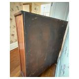 Oak Bookcase with Top Drawer Lion Head Pulls - Vintage 3-Shelf Cabinet *books NOT included