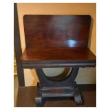 Dark Wood Pedestal Dining Table with Circular Ring Base