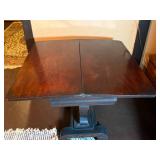 Dark Wood Pedestal Dining Table with Circular Ring Base