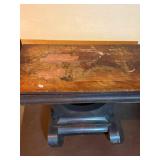 Dark Wood Pedestal Dining Table with Circular Ring Base