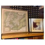 Antique Iberian Peninsula Map - Framed 19th Century Lithograph, Spain & Portugal