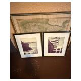 Antique Iberian Peninsula Map - Framed 19th Century Lithograph, Spain & Portugal