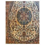 Persian-Style Oriental Rug - Navy Medallion on Ivory Field