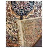 Persian-Style Oriental Rug - Navy Medallion on Ivory Field