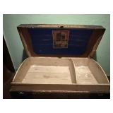 Trunk - Antique Floral-Pattern with Leather Straps & Iron Hardware