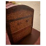 Trunk - Antique Floral-Pattern with Leather Straps & Iron Hardware